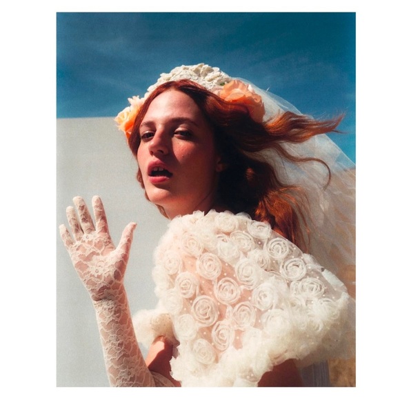 For Love & Lemons Fairytale Coquette Josey Bridal Gown Puff Sleeves Rosettes XS - Picture 5 of 16